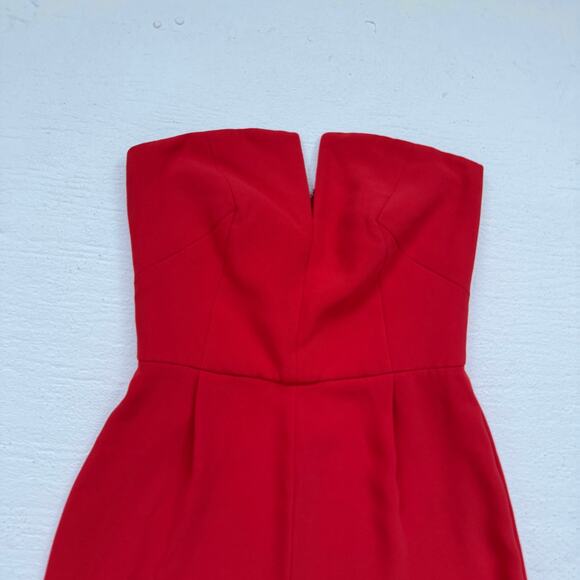 Topshop Red Strapless Pleated Jumpsuit US 4 Zip Back Fitted Bodice - Picture 2 of 6